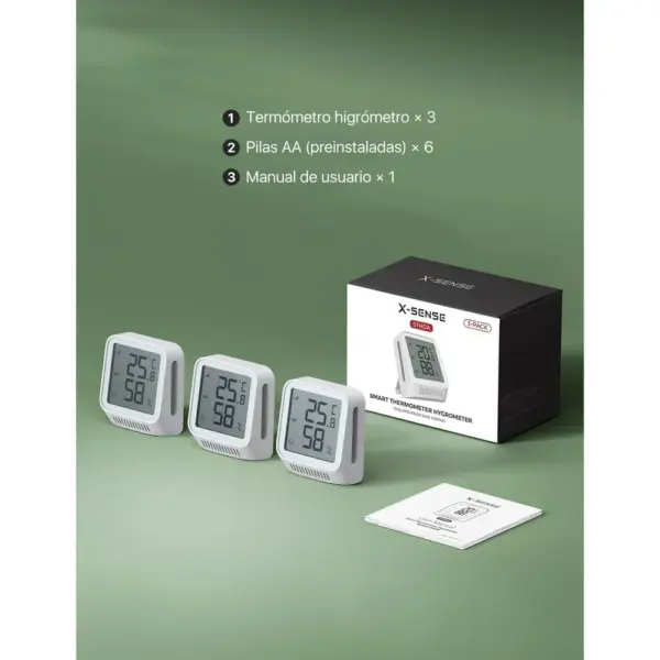 X-Sense STH0A - Termohigrómetros con pantalla LCD de 2,7 pulgadas, pack de 3 — 2 X-Sense STH0A - Termohigrómetros con pantalla LCD de 2,7 pulgadas, pack de 3 — 2
