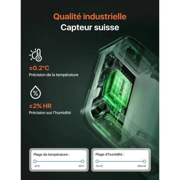 X-Sense STH0A - Thermo-hygromètres connectés à grand écran, lot de 3 — 4 X-Sense STH0A - Thermo-hygromètres connectés à grand écran, lot de 3 — 4