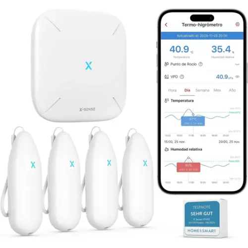 X-Sense STH55 - Kit de 4 termohigrómetros con estación base SBS50 — 1 X-Sense STH55 - Kit de 4 termohigrómetros con estación base SBS50 — 1