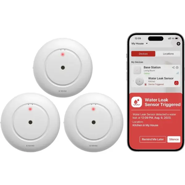 X-Sense SWS51 - Water leak detectors for the SBS50 base, pack of 3 — 1 X-Sense SWS51 - Water leak detectors for the SBS50 base, pack of 3 — 1