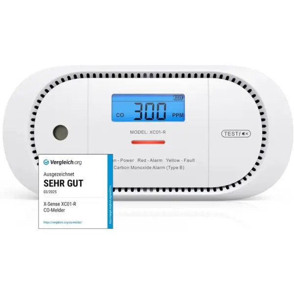X-Sense XC01-R - Kohlenmonoxidmelder mit LCD und Spitzenwertspeicher — 1 X-Sense XC01-R - Kohlenmonoxidmelder mit LCD und Spitzenwertspeicher — 1