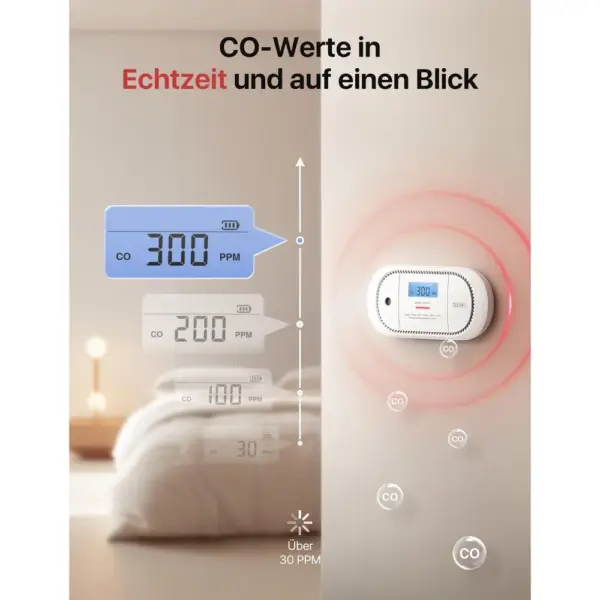 X-Sense XC01-R - Kohlenmonoxidmelder mit LCD und Spitzenwertspeicher — 4 X-Sense XC01-R - Kohlenmonoxidmelder mit LCD und Spitzenwertspeicher — 4