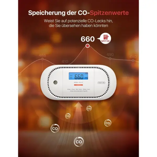 X-Sense XC01-R - Kohlenmonoxidmelder mit LCD und Spitzenwertspeicher — 5 X-Sense XC01-R - Kohlenmonoxidmelder mit LCD und Spitzenwertspeicher — 5