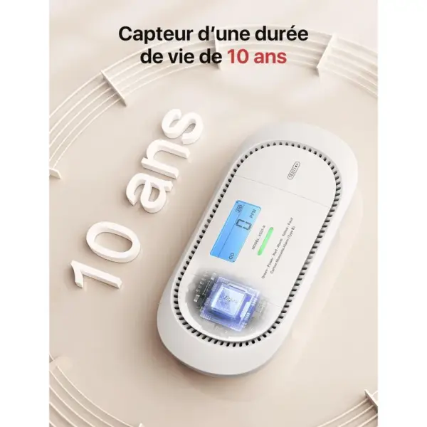 X-Sense XC01-R - Détecteur de monoxyde de carbone autonome avec écran — 2 X-Sense XC01-R - Détecteur de monoxyde de carbone autonome avec écran — 2