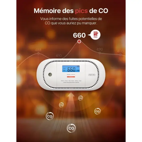 X-Sense XC01-R - Détecteur de monoxyde de carbone autonome avec écran — 4 X-Sense XC01-R - Détecteur de monoxyde de carbone autonome avec écran — 4