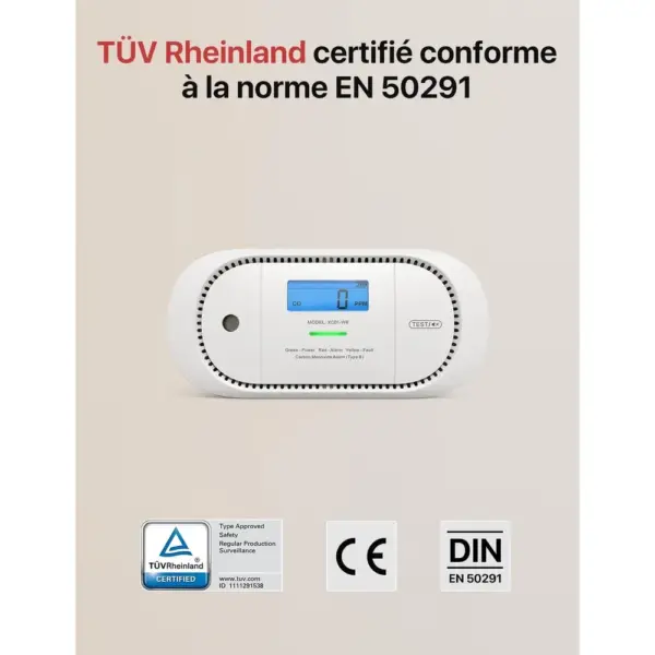 X-Sense XC01-R - Détecteur de monoxyde de carbone autonome avec écran — 5 X-Sense XC01-R - Détecteur de monoxyde de carbone autonome avec écran — 5