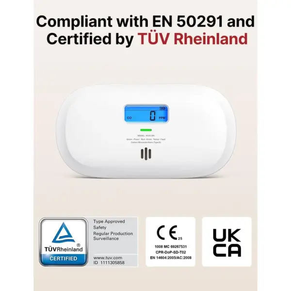 X-Sense XC0C-SR - Compact CO alarm with display and 10-year sensor, single unit — 2 X-Sense XC0C-SR - Compact CO alarm with display and 10-year sensor, single unit — 2