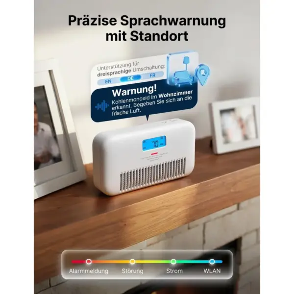 X-Sense XC0M-iR - WLAN-CO-Melder mit Sprachalarm, Temperatur und Luftfeuchte — 3 X-Sense XC0M-iR - WLAN-CO-Melder mit Sprachalarm, Temperatur und Luftfeuchte — 3