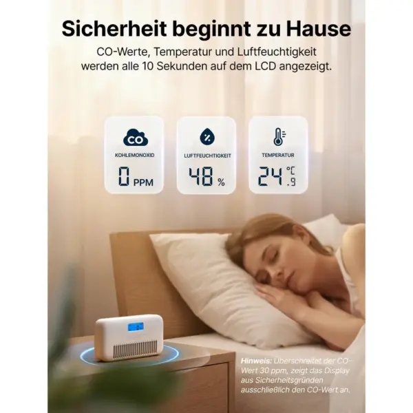 X-Sense XC0M-iR - WLAN-CO-Melder mit Sprachalarm, Temperatur und Luftfeuchte — 4 X-Sense XC0M-iR - WLAN-CO-Melder mit Sprachalarm, Temperatur und Luftfeuchte — 4