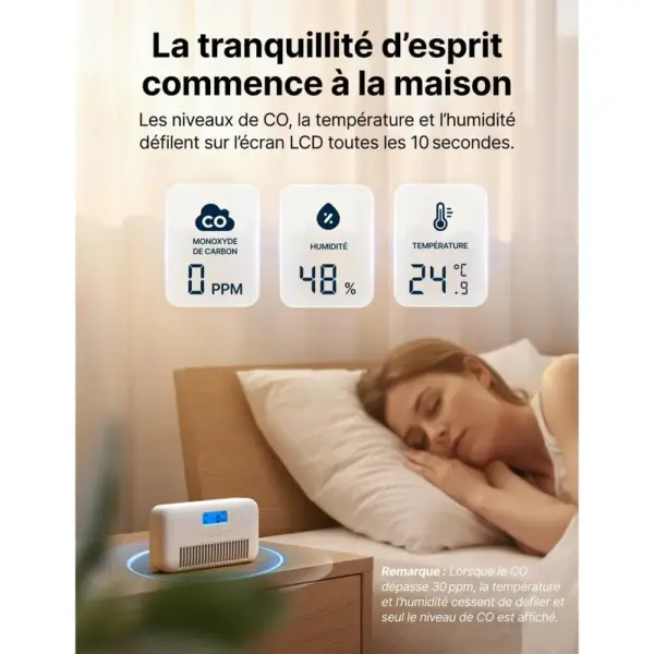 X-Sense XC0M-iR - Détecteur de CO Wi-Fi à voix française, température et humidité — 2 X-Sense XC0M-iR - Détecteur de CO Wi-Fi à voix française, température et humidité — 2
