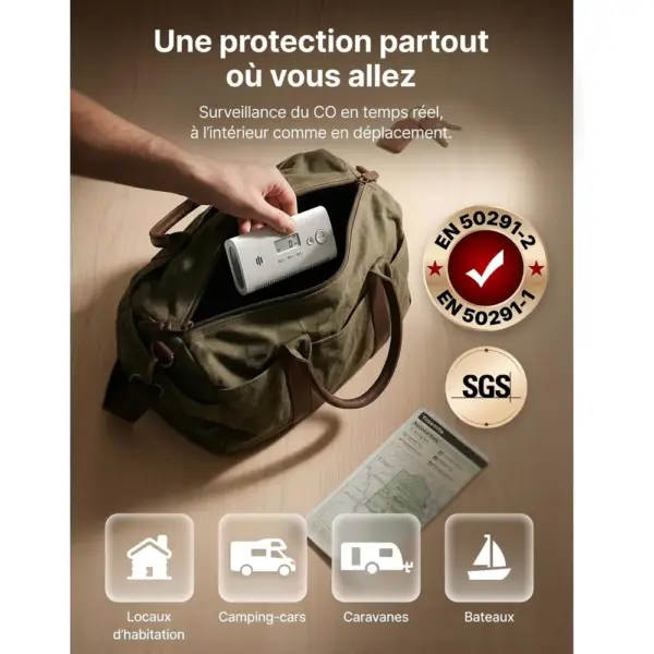 X-Sense XC0N-SR - Détecteur de monoxyde de carbone portable pour la vie nomade — 2 X-Sense XC0N-SR - Détecteur de monoxyde de carbone portable pour la vie nomade — 2