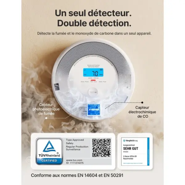 X-Sense XP0A-iR - Détecteur de fumée et de CO Wi-Fi à voix française — 4 X-Sense XP0A-iR - Détecteur de fumée et de CO Wi-Fi à voix française — 4