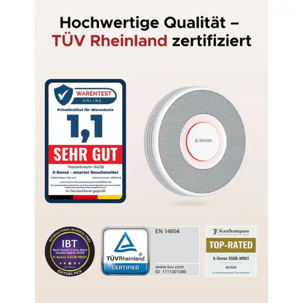 X-Sense XS0B-MR61 - 6 Rauchmelder mit deutscher Sprachausgabe und Basisstation — 2 X-Sense XS0B-MR61 - 6 Rauchmelder mit deutscher Sprachausgabe und Basisstation — 2