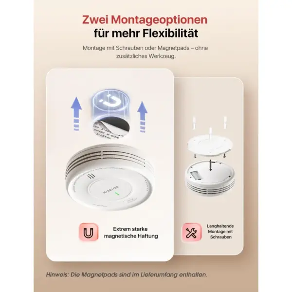 X-Sense XS0D-MR61 - 6 ultraflache magnetische Rauchmelder mit Basisstation — 4 X-Sense XS0D-MR61 - 6 ultraflache magnetische Rauchmelder mit Basisstation — 4