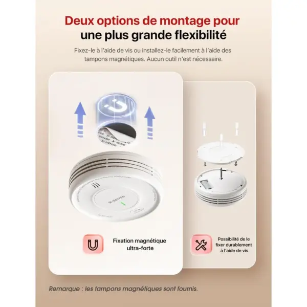 X-Sense XS0D-MR61 - Kit détecteurs de fumée magnétiques avec base SBS50 — 4 X-Sense XS0D-MR61 - Kit détecteurs de fumée magnétiques avec base SBS50 — 4